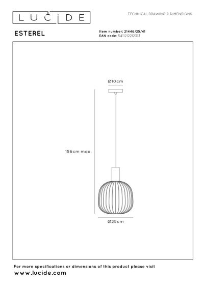 Lucide ESTEREL - Pendant light - Ø 25 cm - 1xGU10 (MR11) - Taupe